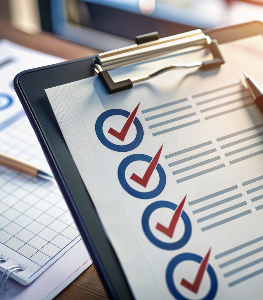 Klemmbrett mit Prüfungsunterlagen gemäß ASR A 1.7 für Türen und Tore